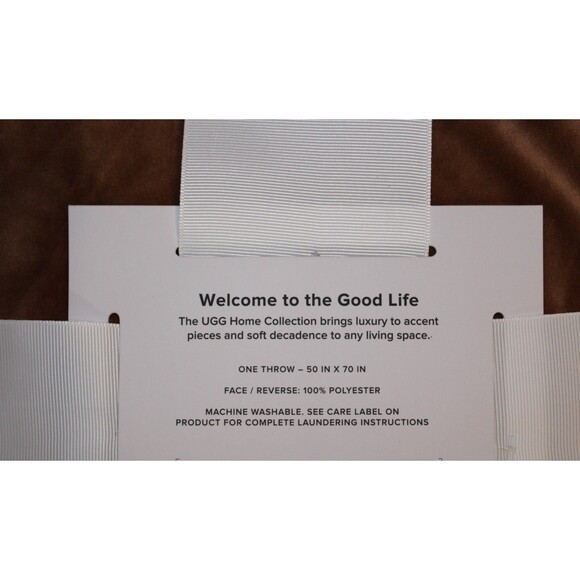 UGG Dasha Reversible Shearling Lined 50" x 70" Throw Blanket CHESTNUT BROWN NEW! - Picture 4 of 4